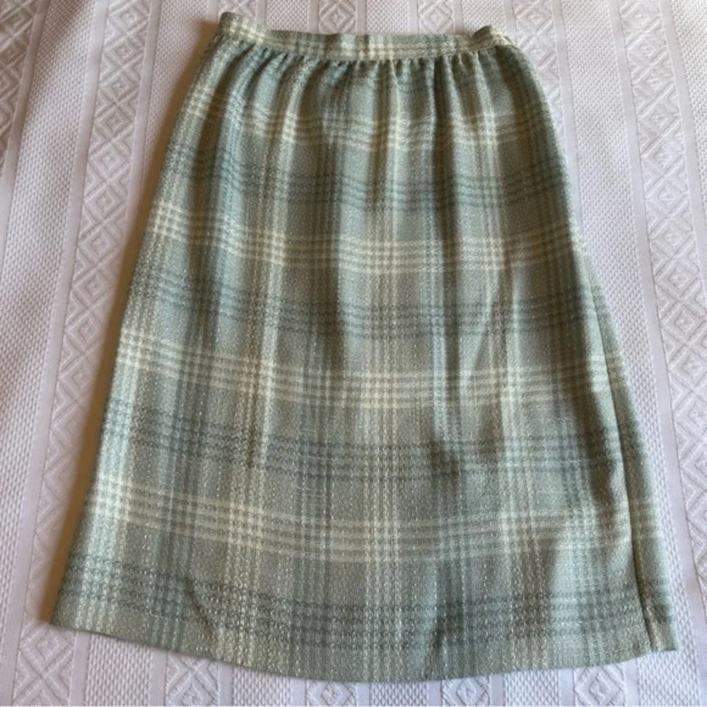 Vintage NWT‎ Alfred Dunner Aqua and Cream Blazer Jacket  and Skirt Suit Size 8